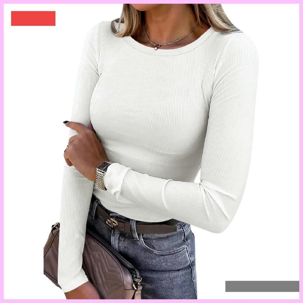 Long Sleeve Rib Knit Slim Fit Tee, Basic Layer Top, Underscrubs